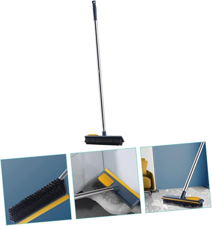 2pcs Telescopic Deck Brush Scraper Grout Brush for Hard Floor Cleaner Dual Use Scraper