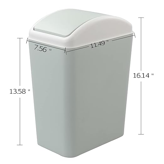 Kekow 4.5 Gallon Small Plastic Trash Can Swing Lid Waste Can Blue