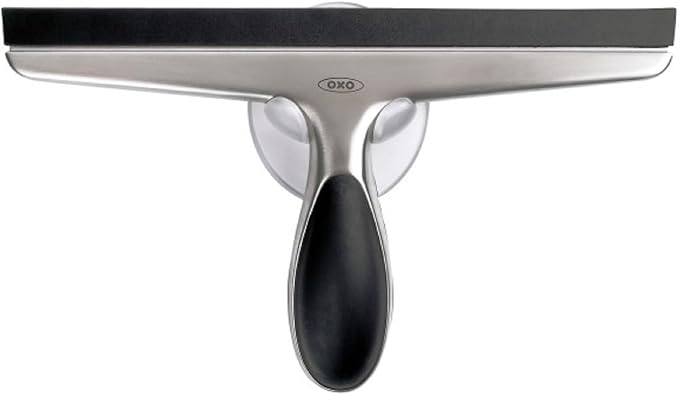 OXO Good Grips Stainless Steel Squeegee - All-Purpose for Bathroom Glass Shower Doors Mirrors Tiles Countertops and Car Windows - Streak Free