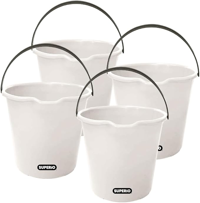 Superio 4-Pack Plastic Cleaning Bucket for Home 2 Gallon Pail for Mopping with Large Spout - Bucket for Floor Mopping Car Wash - Bowls for Camping Fishing