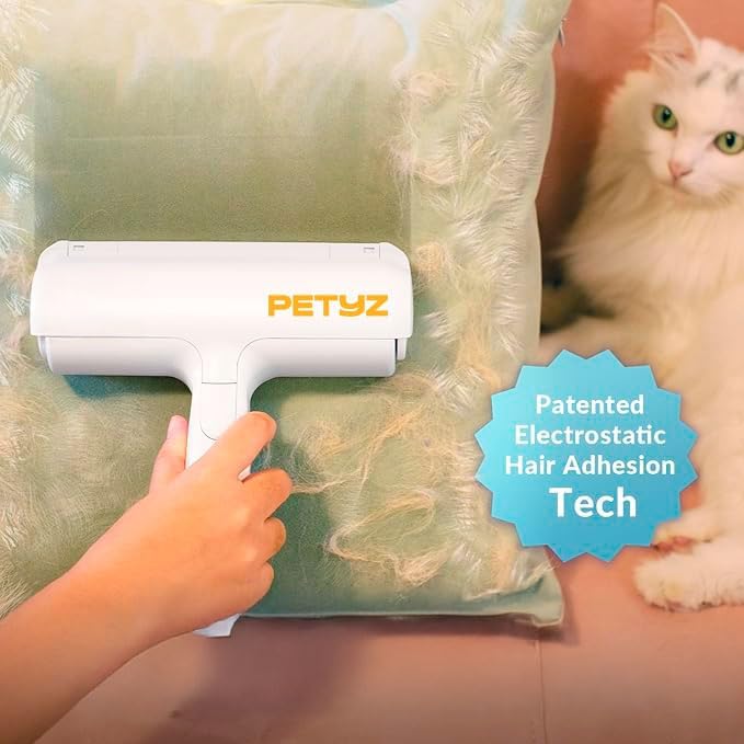 Pet Hair Remover and Reusable Lint Roller - Cat and Dog Hair Remover for Furniture Couch Carpet Car Seats Clothing and Bedding - Portable Multi-Surface Fur Removal Tool