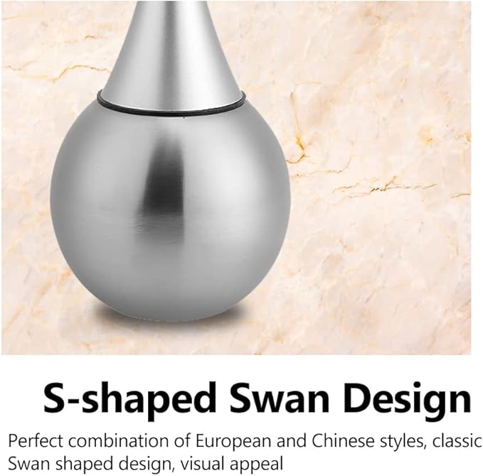 Creative European Wash Toilet Brush Set Compact Bathroom Toilet Bowl Brush Stainless Steel Base Silver