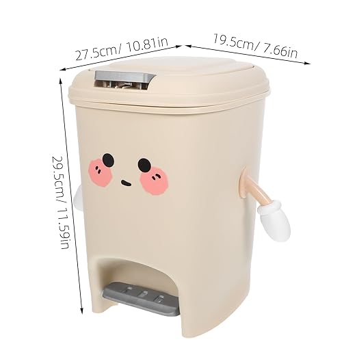 PRETYZOOM Foot Pedal Bathroom Trash Can with Press Top Lid 8L Plastic Wastebasket Step-On Trash Bin Container for Home Office and Restroom Bedroom Kitchen