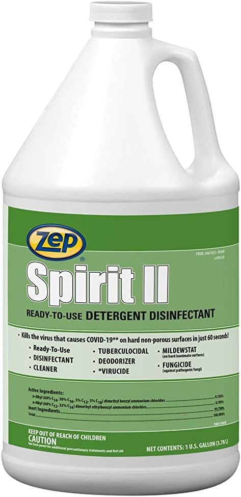 Zep ZPE67923CT Spirit II Detergent Disinfectant 4 / Carton Multi 128 Fl Oz (Pack of 4)