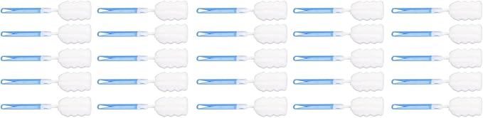 50pcs Bottle Sponge Brush with Long Handle Cup Cleaning Sponge Brush for Baby Bottles Detachable BPA Free Soft Sponge Head for Glass Plastic Stainless Steel Cups