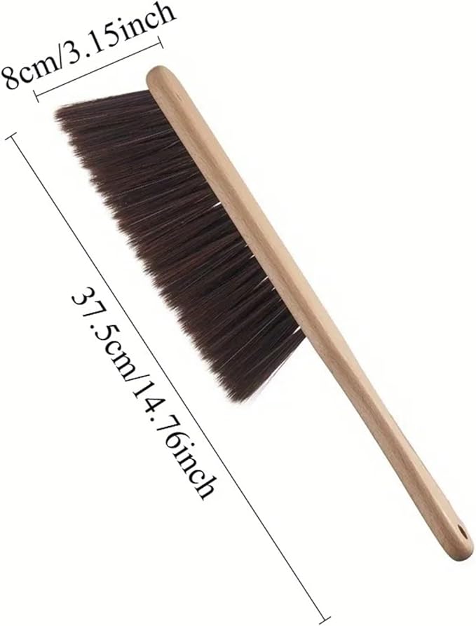 1pc Hand Broom Counter Duster Dusting Brush for Home Cleaning Soft Dust with Long Wooden Handle for Bed Sofa Furniture