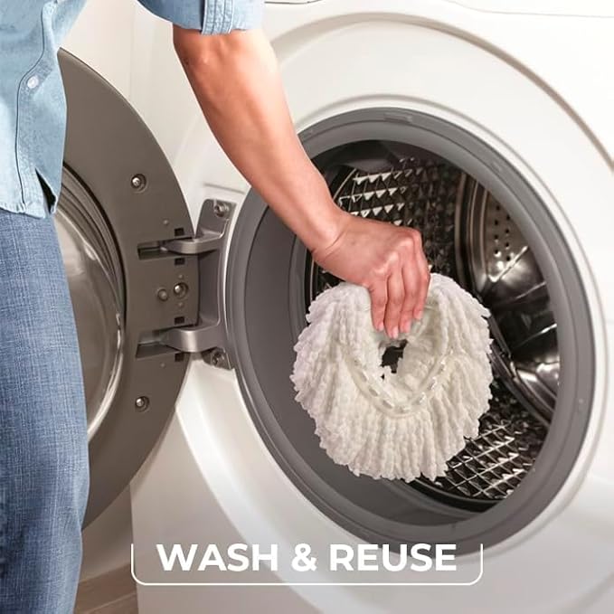 O-Cedar EasyWring Microfiber Spin Mop &amp Bucket Floor Cleaning System + 2 Extra Mop Head Replacements with Citrus Pac (Variety Pack)