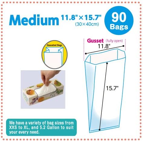 BOS Amazing Odor Sealing Disposable Bags for Diapers Food Waste Ostomy Bags Pet Waste or any Sanitary Product Disposal -Durable and Unscented [Size:M Color:White] (90 count Pack of 2) (180 Bags)