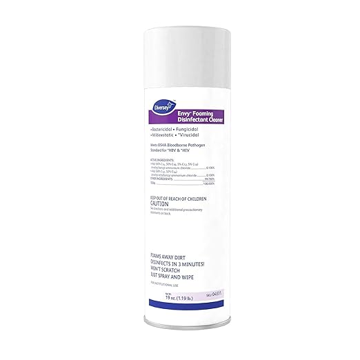 Diversey 04531 Envy Foaming Disinfectant Cleaner EPA registered Hospital Grade Sanitizing Spray with Lavender Scent Aerosol 19-Ounce (Pack of 12)