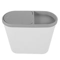 Plastic Trash Can with Press Lid Narrow Household Garbage Bin for Kitchen and Bathroom White-Grey Covered Wastebasket for Small Spaces