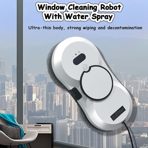 Smart Window Cleaning Robot 5600Pa Suction Dual Cross Water Spray App Control Automatic Glass Cleaner for Home &amp Office (White)