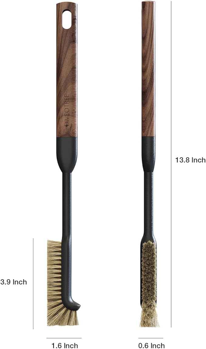 Cleaning Brush Diveotree Hard Bristle Brush for Deep Cleaning Grout Sink Cup Teapot Bottle Blender Multi-Purpose Brush wih Long Handle for Kitchen (Brown)