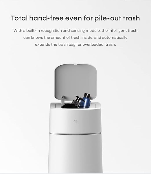 TOWNEW T3 Slim Automatic Infrared Motion Sensor Trash Can with Lid Self Sealing &amp Changing 3.4-Gal Waterproof White Touchless Trash Cans with Lids