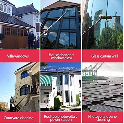 Glass Cleaning Brush Home Water Fed Telescopic Pole Kit Solar Panel Brush Rotating for Photovoltaic PanelExtendable Window Cleaner Water Fed Solar Panel Cleaning Brush Shower Squeegee with