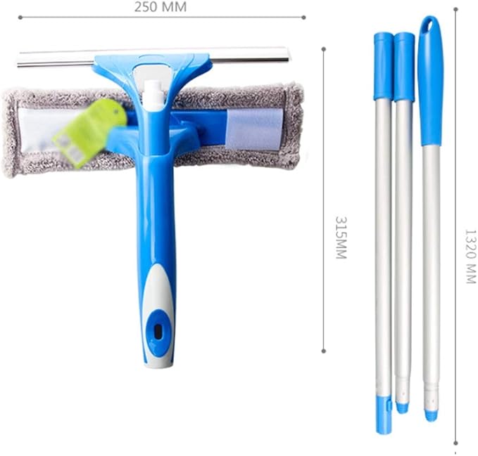 Glass Wiper- Sided Window Cleaning Silicone Squeegee Shower Screen Wash Washer Wipe Microfibre Pad Squeege