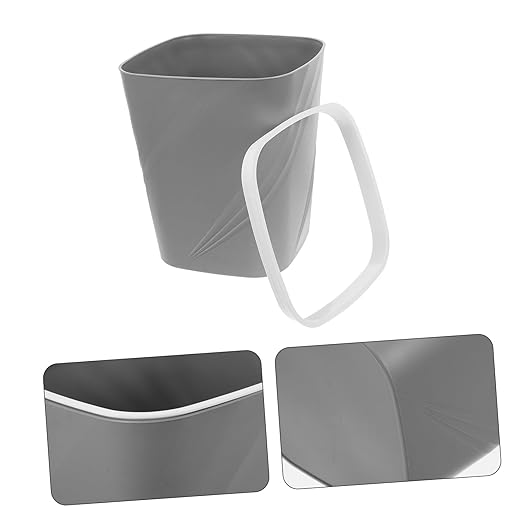 Small Trash Can with Press Ring Design Plastic Garbage Container Bin for Home Office Kitchen Bathroom Secure Bag Placement Easy to Clean Compact Grey Wastebasket for Living and