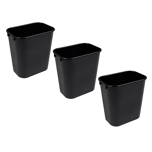 Rectangular 3.5 Gallon Commercial Office Trash or Recycling Wastebasket Deskside Under Sink or Under Desk Trash Bin for Office Bathroom or Kitchen (3 Pack 3.5 Gallon)