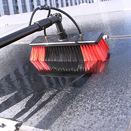 Glass Cleaning Brush Home Water Fed Telescopic Pole Kit Solar Panel Brush Rotating for Photovoltaic Panel18FT Telescopic Window Cleaning Pole Kit Water Fed Brush for Efficient Window &amp Sola
