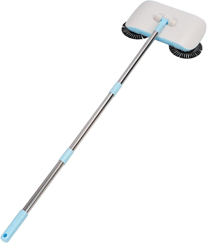 Hand Push Sweeper Sweeping and Mopping Simultaneously Sweeper 180 Degree Rotating Mop with Sealed Dust Compartment Ideal for Hardwood Laminate Marble &amp Ceramic Floors (Blue)