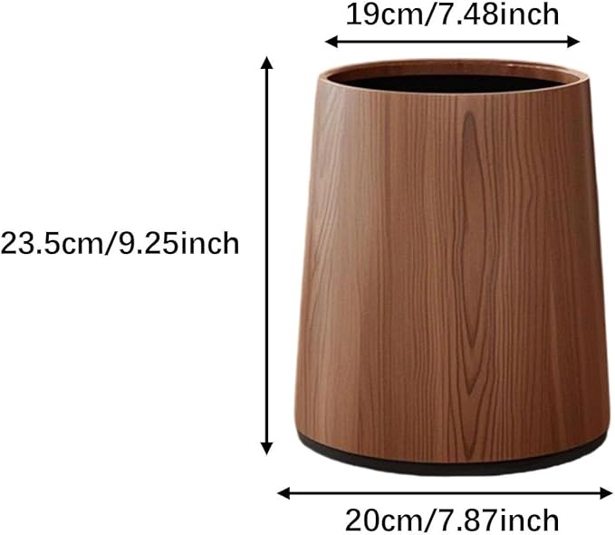 Trash Bin Wastebasket Removable Inner Portable Modern Paper Basket Bathroom Trash Can for Office Laundry Kitchen Restroom S Brown