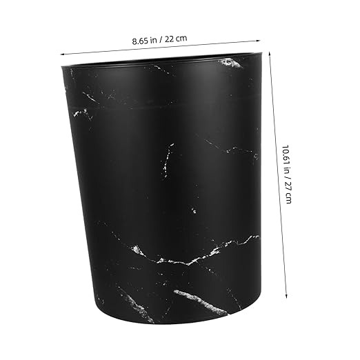 VOSAREA Large Capacity Marble Pattern Trash Can Plastic Round Wastebasket for Home Office Bathroom