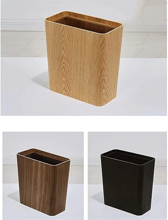Garbage Can Walnut/Curved Willow Trash Can Wastebasket Square Garbage Bin for Living Room BedroomBathroom/Curved Willow Brown
