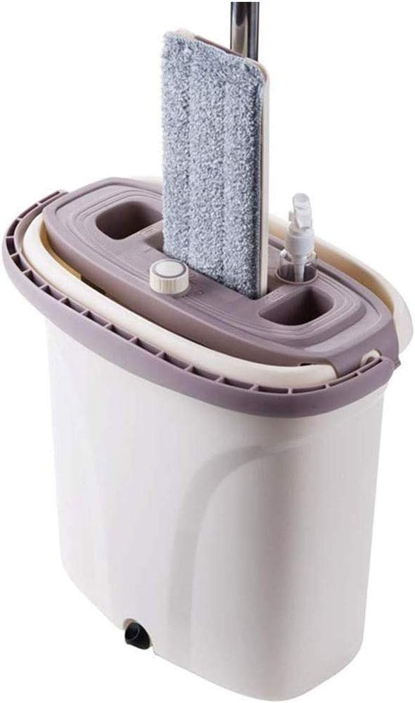 Mop Bucket with 2 Pads 360° Swivel Easy Self Cleaning Flat and Buckets Set Handwash Free Wet and Dry Use On Floor