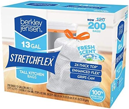 Berkley Jensen 13 Gallon Fresh Scent Drawstring Trash Bag 200 ct.