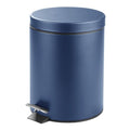 mDesign Pedal Bin — Metal Waste Bin with Pedal Lid and Plastic Bucket Insert — for Bathroom Kitchen and Office — 5 Litre Household Rubbish Bin with Ergonomic Design — Blue