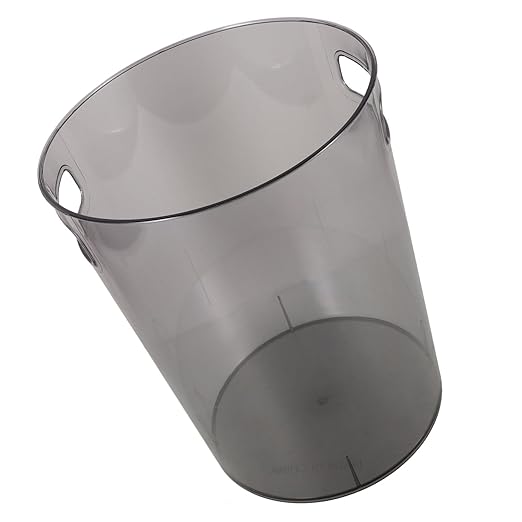 Toyvian Small Gray Trash Can with Handle Plastic Bedroom Garbage Bin Compact Desktop Wastebasket for Living Room and Office Use