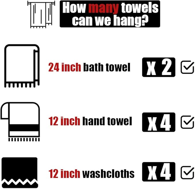JQK Chrome Towel Bar 24 Inch 304 Stainless Steel Thicken 0.8mm Double Bath Towel Rack for Bathroom Towel Holder Polished Chrome Wall Mount Total Length 27.16 Inch TB100L24-CH
