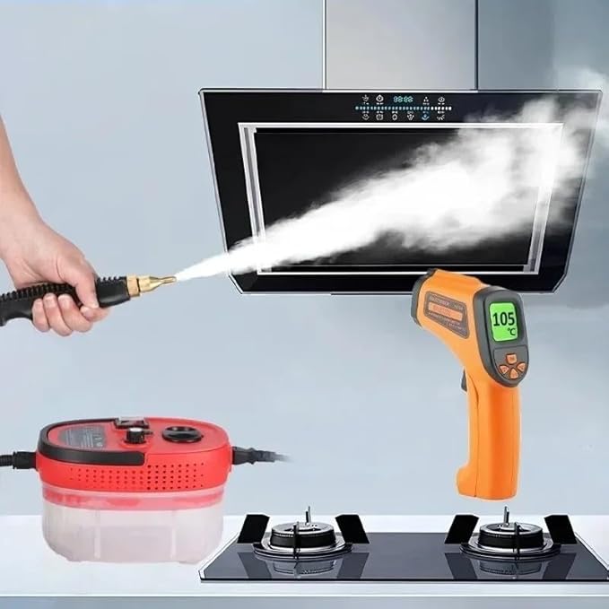 2500W Portable High Temperature and Pressure Steam Cleaners 1200 ml capacity 3 Bar For Air Conditioning Kitchen Hood Steam Cleaning Machine for Cars Floor Cleaning (RED)