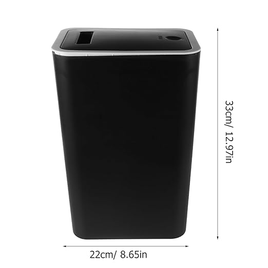 Alipis Slim Trash Can 10L Plastic Trash Can with Press Top Lid Modern Waste Basket Rubbish Bin Container for Home Office Bathroom Black