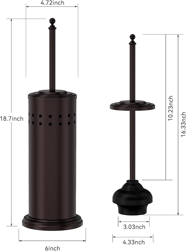 DOWRY Anti-Hand Off Toilet Plunger with Holder for BathroomPowerful Efficient Force Suction CupHeavy Duty Deep Cleaning Bronze