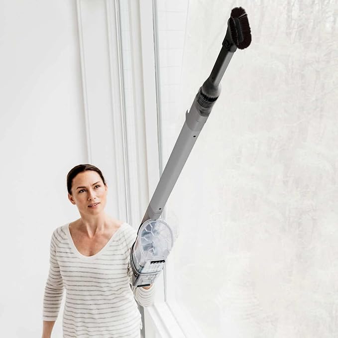 Shark UZ365H Anti-Allergen Pet Plus Cordless Stick Vacuum Self-Cleaning BrushRoll PowerFins Crevice Tool Upholstery Tool 40min Runtime Silver/Blue (Renewed)
