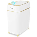 Pukomc 2.3 Gallon / 9L Automatic Adsorption Sensor Trash Can White Gold Motion Sensor Garbage Bin with Suction Slim Fashionable Design for Kitchen Bathroom Office &amp Small Space