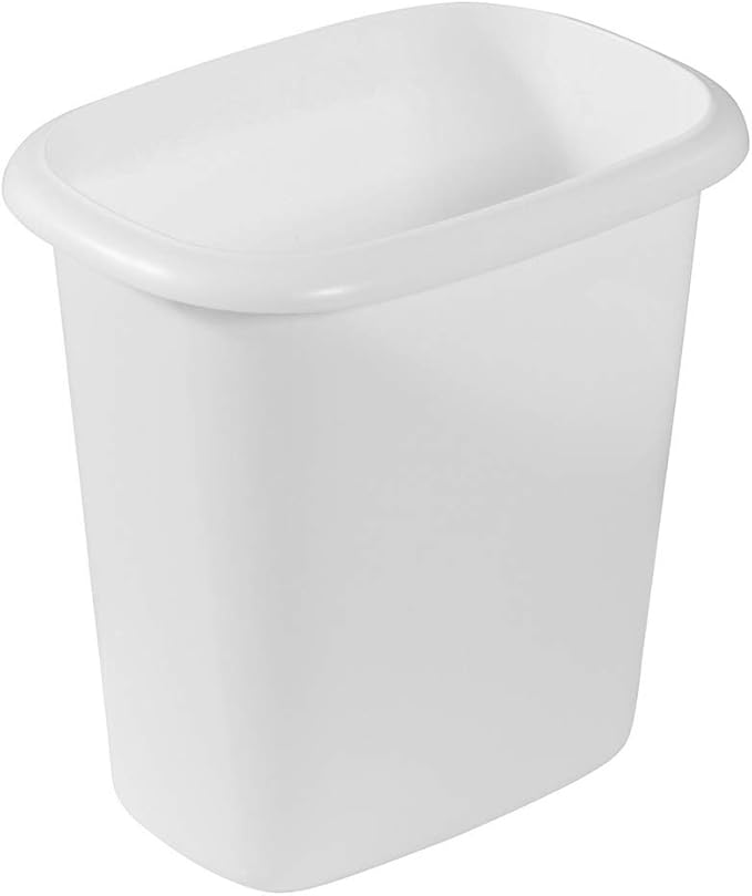 Rubbermaid Lightweight 6 Quart Open Top Wastebasket Trash Can Bin for Bedrooms Bathrooms and Office Waste Organization White (3 Pack)