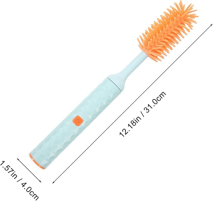 Electric Bottle Brush Cleaner Set with Silicone Nipple Brush 360° Detachable Rotatable Cup Cleaning Tool for Feeding Blue 3pcs Kit