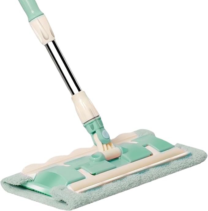 Flat Mop 360° Rotating Head 38x15x95cm Telescopic Handle Cleaning Mop Washable Floor Scrubber Non-Slip Grip for Wet and Dry Cleaning