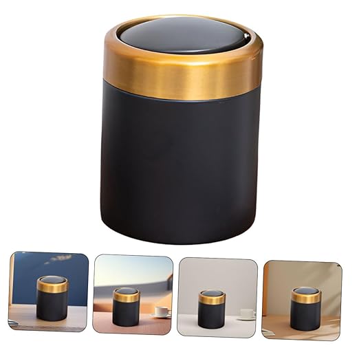 Mini Trash Can with Lid Small Bathroom Waste Basket 304 Stainless Steel Small Wastebasket for Bedroom Desk Kitchen Countertop Black
