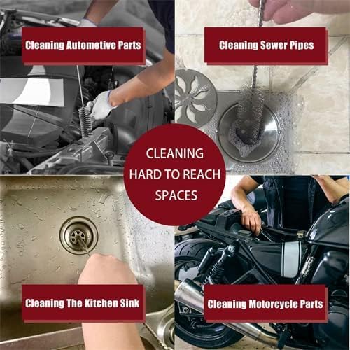Pipe Cleaning Brush Set Stainless Steel Bristles Stainless Steel Pipe Brush Steel Bottle Brush 9 Piece Variety Pack for Auto Parts Bottles Tubes Etc.