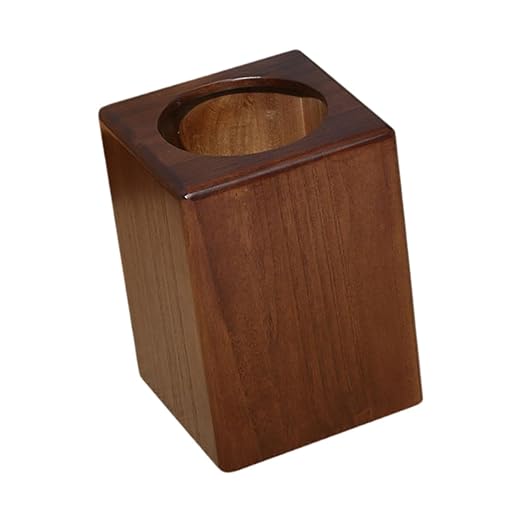 Trash Bin Square Waste Basket Minimalist Rustic Household Garbage Container Garbage Can for Bedroom Living Room Office Walnut Color