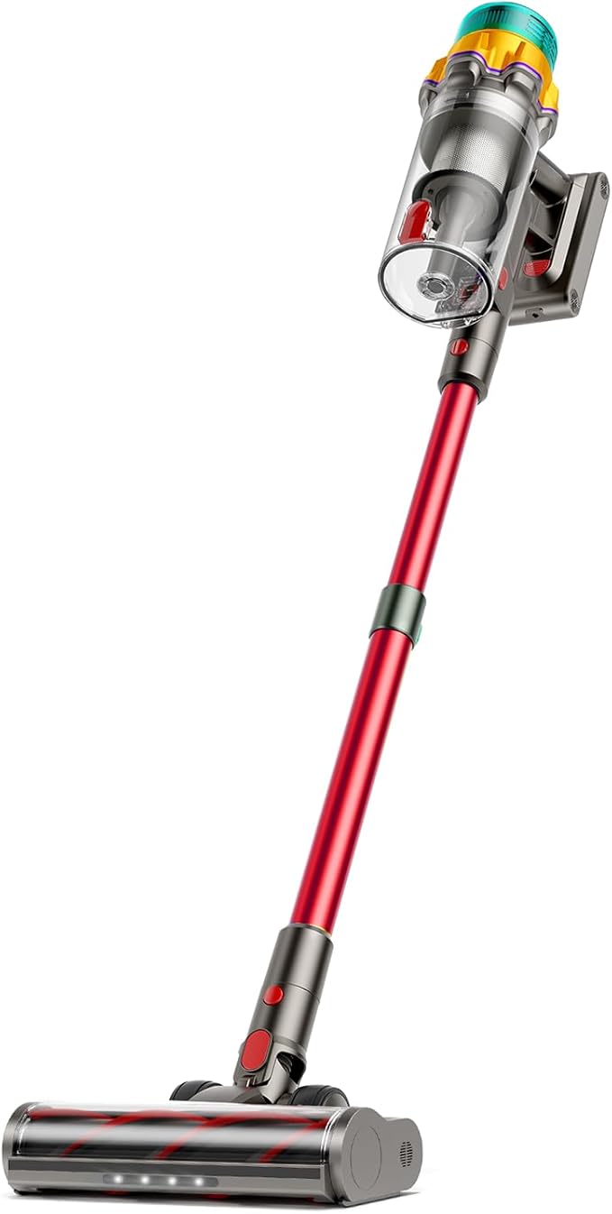 Cordless Vacuum Cleaner for Home Cordless Stick Vacuum Cleaner with Self-Standing(red)