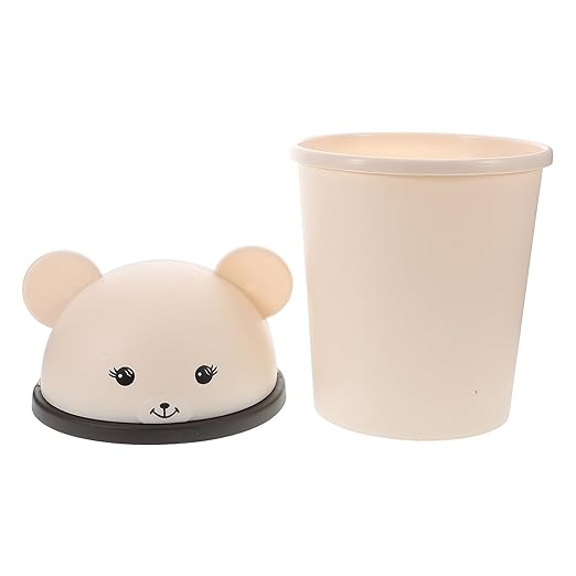 SECFOU Large Capacity Cute Bear Shaped Trash Can with Flip Lid for Rv Bathroom Kitchen Bedroom Living Home Office Odor-Sealing Wastebasket Multipurpose Garbage Bin