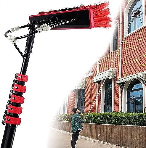 Telescopic Glass Cleaning BrushWater Fed Pole Kit 3.6M 5. 6M 7.2M 9M 11M Outdoor Window Cleaning Pole Water Fed Telescopic Brush with Hose Spray Solar Panel Cleaning Sys