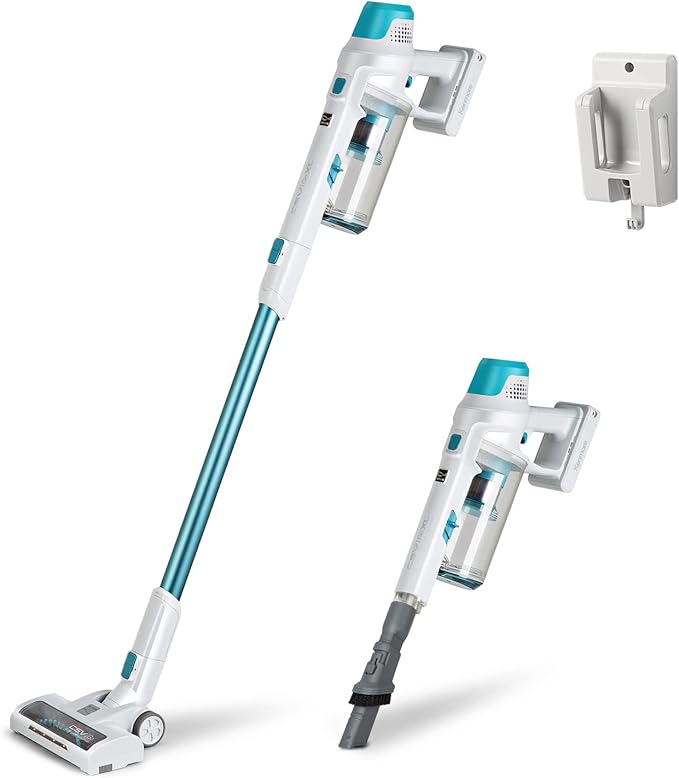 Kenmore DS4065 Cordless Stick Vacuum 1L Capacity Lightweight Cleaner 2-Speed Power Suction LED Headlight 2-in-1 Handheld for Hardwood Floor Carpet &amp Dog Hair Blue DS4065
