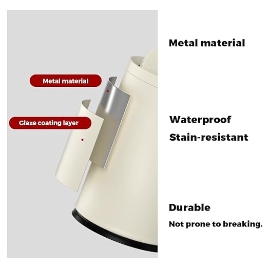 2.4GAL Off White Metal Garbage Can Double-Layer with Inner LayerSmall Bathroom Trash Can with FILP Lid for BedroomOfficeHotelBank