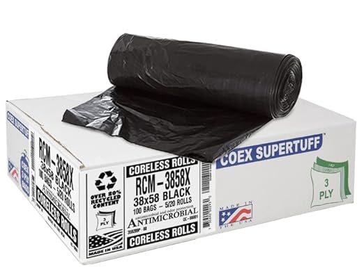 Aluf Plastics 55-60 Gallon 1.5 MIL (eq) Black Heavy Duty Trash Bags - 38 x 58 - Pack of 100 - For Construction Industrial Outdoor &amp Commercial