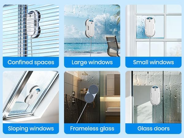 Window Cleaning Robot – 2400-3200Pa Suction Dual Ultrasonic Spray 85ml Tank Edge Detection Anti-Drop 3 Cleaning Modes for Streak-Free Glass