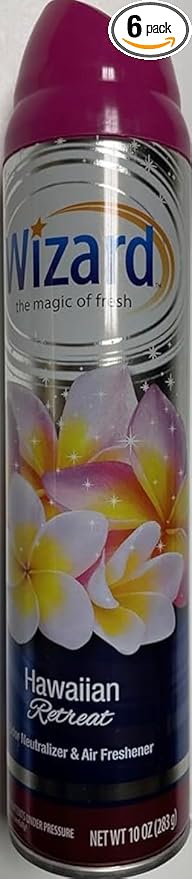 Wizard The Magic of Fresh | Odor Neutralizer &amp Air Freshener - 10 Oz. Hawaiian retreat (Pack of 6) (Packaging May Vary)